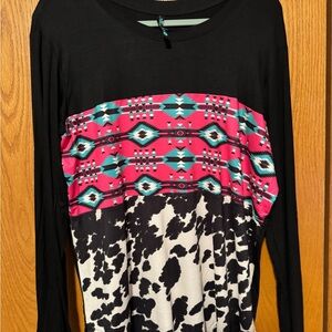 Sterling Kreek Women's Long Sleeve Top - Black and Pink